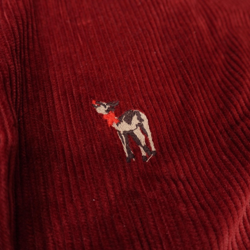 Free People Pants Womens 26 Red Corduroy Wide Leg Embroidered Deer Holiday - Picture 4 of 12